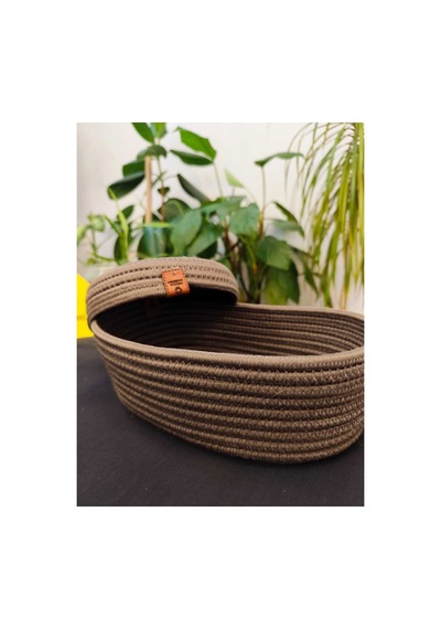 Hasır Jüt Sepet Oval Kapaklı Organizer Düzenleyici 30x20x10 Cm Haki Yeşil Haki Yeşil