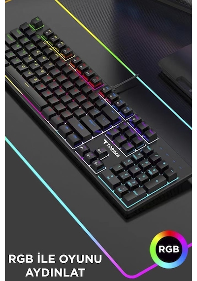 Tk-05 Kablolu Mekanik Blue Switch Rgb Işıklı Gaming Klavye Siyah