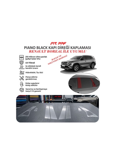 Boreal 2026 Hazır Kesim Piano Black Kapı Yan Direk Kaplamaları 21