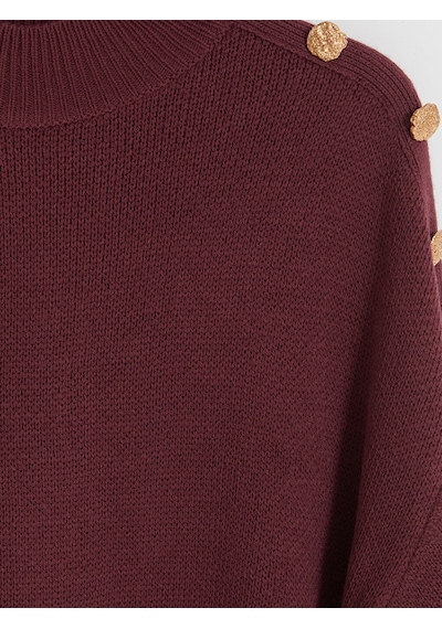 Lc Waikiki Lc Waıkıkı Bordo Dik Yaka Kadın Triko Tunik