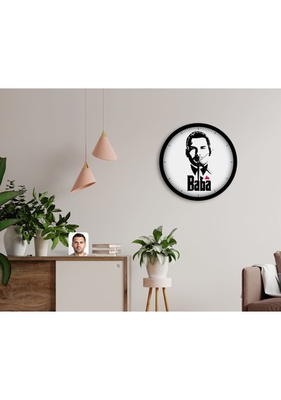 Kişiye Özel Godfather Baba Silüet Tasarımlı 45Cm Ahşap Duvar Saat (492699242) Çok Renkli