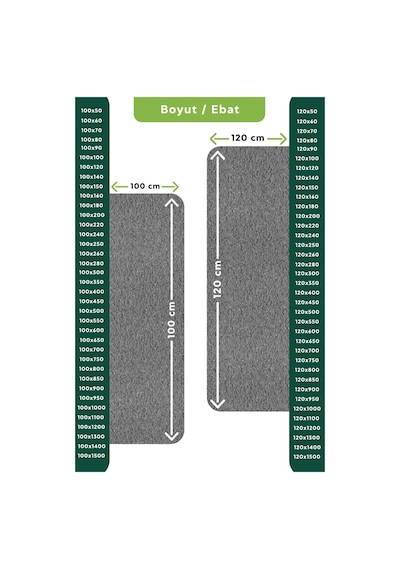 Hortumtech Kıvırcık Paspas Kir Tutucu Pvc Kapı Önü İç Dış Mekan Eko 12 Mm - Gri 120 X 150 Cm
