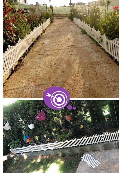 Dekoratif Bahçe Çiti Bordür Plastik Çit 59 Cm Peyzaj Çiçek Koruma Panel Beyaz 20'li 11.8 Mt