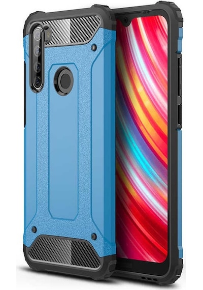 Kilifone - Xiaomi Uyumlu Redmi Note 8t - Kılıf Çift Katman Zırh Tank Crash Military Kapak - Mavi
