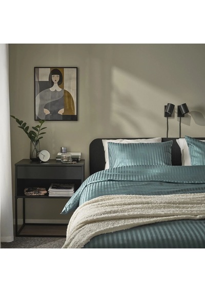 Ikea Nattjasmın Çift Kişilik Nevresim Takımı 220 X 240 Cm Koyu Yeşil - Yeşil