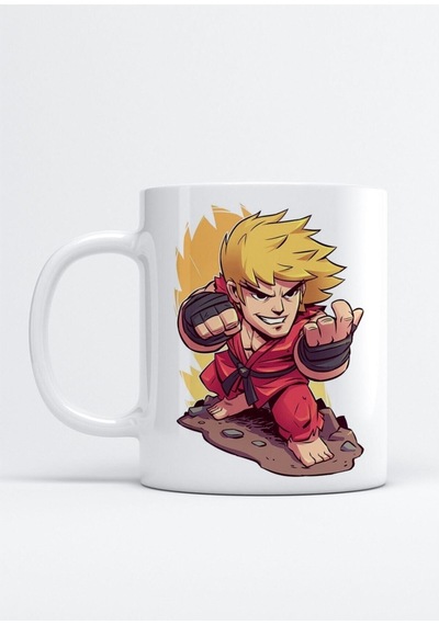 Street Fighter Ken Kupa Bardak Beyaz