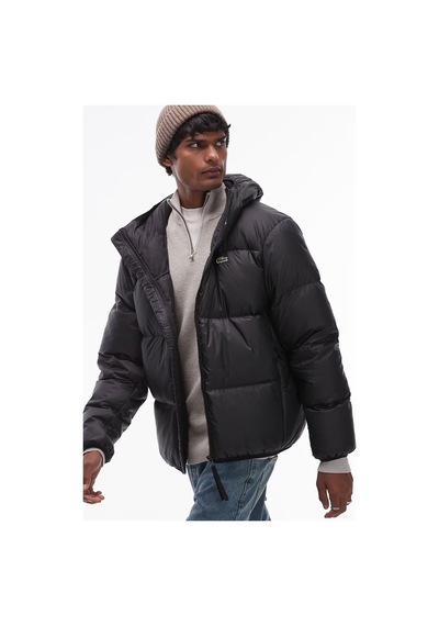 Lacoste Relaxed Fit Down Fill Jacket Kaz Tüyü Dolgu Sabit Kapüşonlu Siyah Mont Siyah