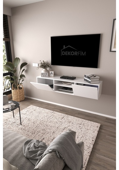 Df17102 Led Işıklı Duvara Monte Tv Ünitesi, 2 Kapaklı Dolaplı, Raflı 150 Cm Tv Alt Ünitesi Beyaz Df17102 Led Işıklı Duvara Monte Tv Ünitesi, 2 Kapaklı Dolaplı, Raflı 150 Cm Tv Alt Ünitesi Beyaz