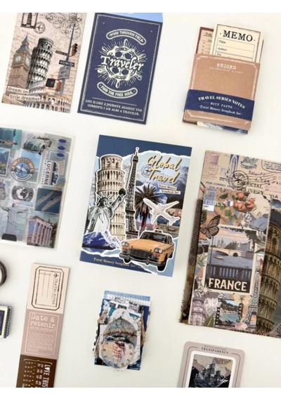 Vintage Global Travel Seyahat Temalı 154 Parça Dopdolu Journal Scrapbook Seti/defter/washi