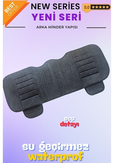 Keten Füme Su Geçirmez Ön Arka Araba Koltuk Minder Oto Koltuk Minderi 3'lü Oturak Örtüsü