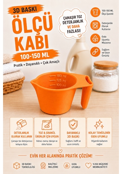 3d Baskı 100-150 Ml Ölçü Kabı Çamaşır Deterjanı, Toz Ve Granül Ölçü Kabı Gıda Uyumlu Pla Çok Renkli