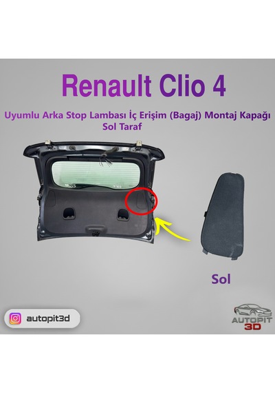 Renault Clio 4 Uyumlu Sol Arka Stop Lambası İç Erişim Bagaj Montaj Kapağı