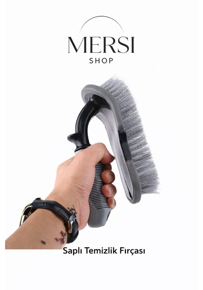 Saplı Halı Koltuk Ve Araç Temizlik Fırçası Ergonomik Saplı Dayanıklı Kıl Derin Temizleme Fırçası