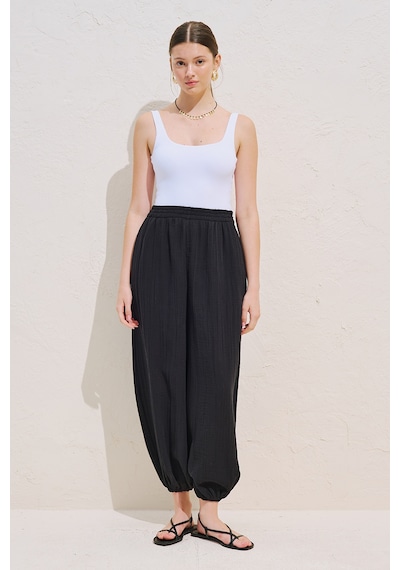 Manuka Müslin Balon Pantolon Siyah Ss26pnt00049-01