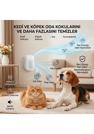 Arpag Import Oda Hava Temizleme Cihazı Hepa Filtreli Kedi Köpek Tuvalet Kokusu Temizleyici Altın - Çok Renkli