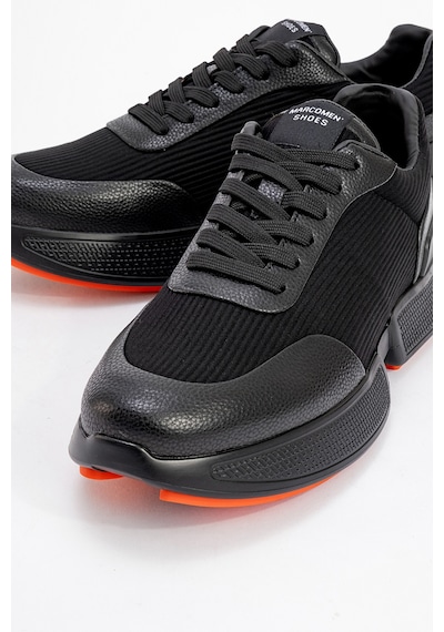 Erkek Yüksek Taban Bağcıklı Deri Comfort Sneaker Mc 20276 Siyah Null Siyah