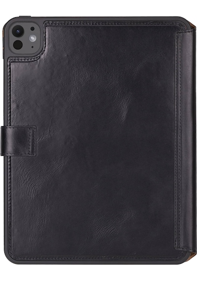 Bloomcase Trigon Obsidian Black Apple Uyumlu iPad Pro 11" 2024 Hakiki Deri Kılıf Kapaklı Kılıf