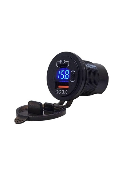 Babarvy Voltmetreli Type-c Ve Usb Girişi Butonlu Kapaklı