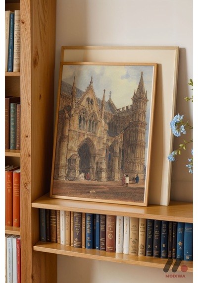 Katedral Suluboya, Ahşap Çerçeveli Duvar Tablosu - Modern Ev Dekorasyonu