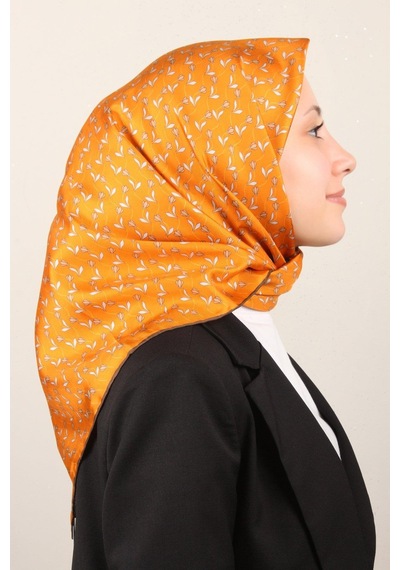 Belli Twill İpek Eşarp - 4001-55 Turuncu - Turuncu