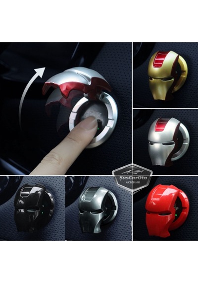 Start Stop Tuşu Kapağı Iron Man Metal Tuş Koruyucu Çinko Siyah