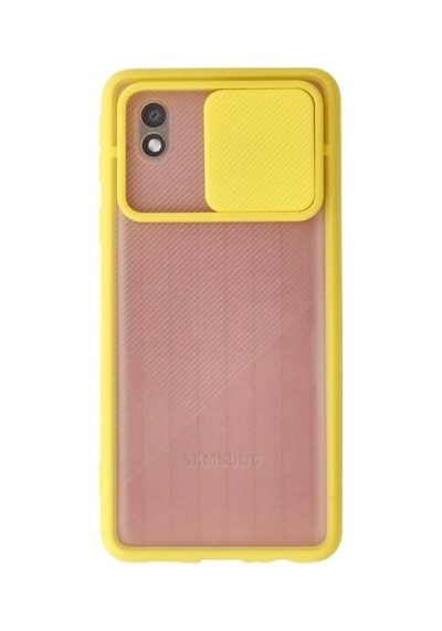 Galaxy A01 Core Kılıf Palm Buzlu Kamera Sürgülü Silikon - Sarı