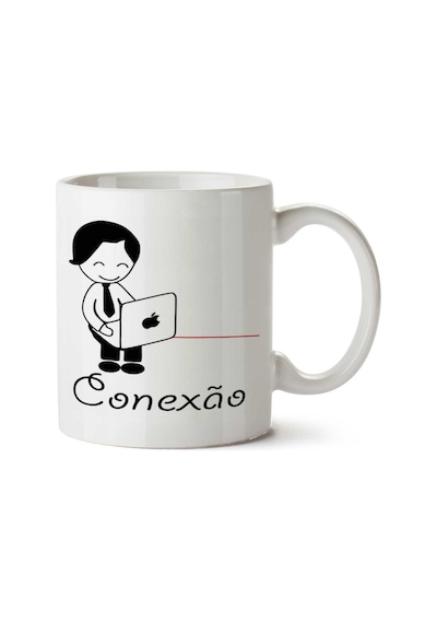 Camiseta Para Casal Conexão Perfeita İki Tarafı Baskılı Kupa Bardak Çok Renkli