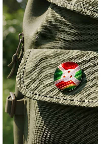 Burundi Burundi Abstract Ülke Bayraklı Buton Rozet - 44 MM 5 Adet Çok Renkli