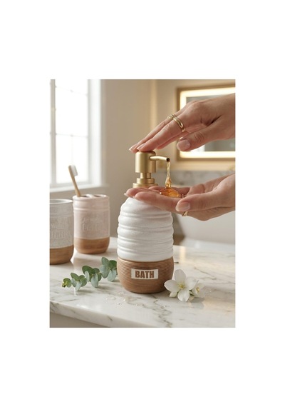 Porselen Sıvı Sabunluk - Lüks Banyo Ve Mutfak Sabunluk - 350 Ml Beyaz - 887961855 Beyaz