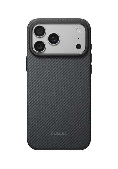 Apple Uyumlu iPhone 18 Pro Max Kılıf M-safeli Aramid Karbon Fiber Military-grade New Logo Black-grey Twill Siyah