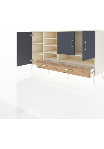 Kronos Konsol 8 Raflı 2 Çekmeceli 3 Kapaklı 176x59x99 Aytaşı-antr Aytaşı-antrasit/çam