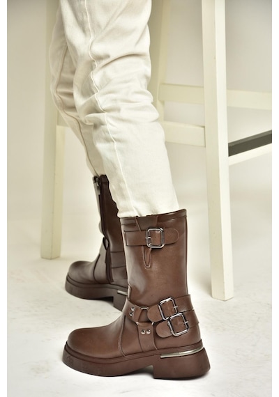 Fox Shoes T996333009 Kahverengi Kalın Tabanlı Kadın Bot Kahverengi
