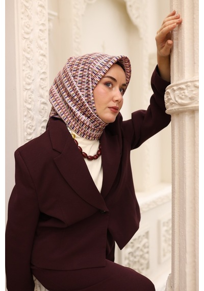 Silk Home Twill İpek Eşarp 11454-67 Mor, Erguvan, Turuncu, Krem