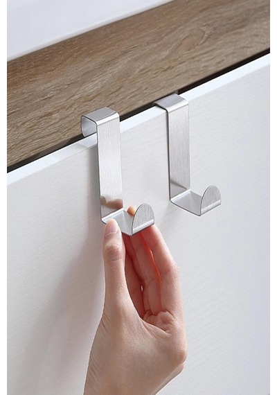 2'li Askılık Kapı Arkası Bornoz Askılığı Mutfak Banyo Havlu Askılığı Kapı Arkası Askılık Gri