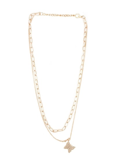 Gold, Zirkon Taşlı Kelebek Kolye Gold - 131953033 Gold