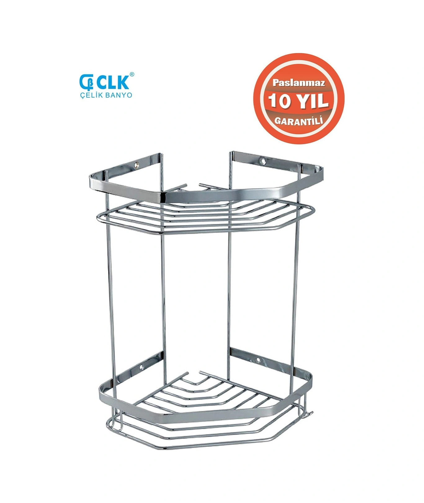 Çelik Banyo Paslanmaz Çelik Erpa 2 Li 19x19 Cm Şampuanlık Köşe Süngerlik Krom