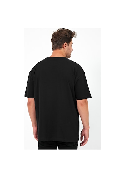 Urbantrendstore Left Unisex Sade Basic Yazlık Beyaz Tshirt Oversize Fit Rahat Geniş Salaş T-shirt Günlük Tişört Siyah