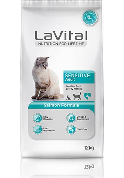 Lavital Sensitive Hassas Sindirim Sistemine Sahip Kediler İçin Somonlu Yetişkin Kedi Maması 12 Kg
