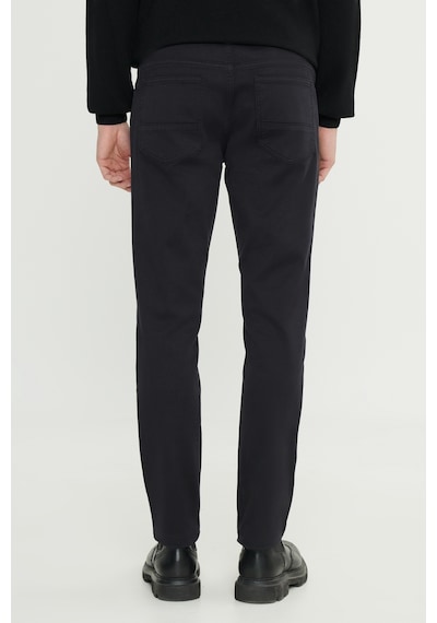 AC&Co / Altınyıldız Classics Erkek Sıyah Pamuklu Slim Fit Dar Kesim 5 Cepli Armürlü Esnek Casual Pantolon Siyah