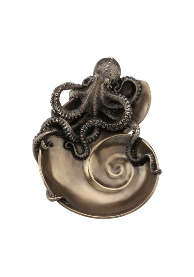 Steampunk Serisi Nautilus Kabuğu Üzerinde Ahtapot Tabak
