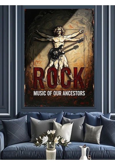 Ahşap Tablo Rock Müzik Ataları Vitruvius Sanatı