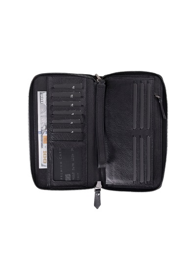 Bloominbag Bloomporter Obsidian Black Hakiki Deri Telefon Bölmeli Cüzdan Siyah