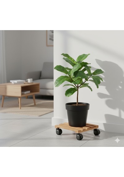 Ahşap Saksı Altlığı Tekerlekli 1
