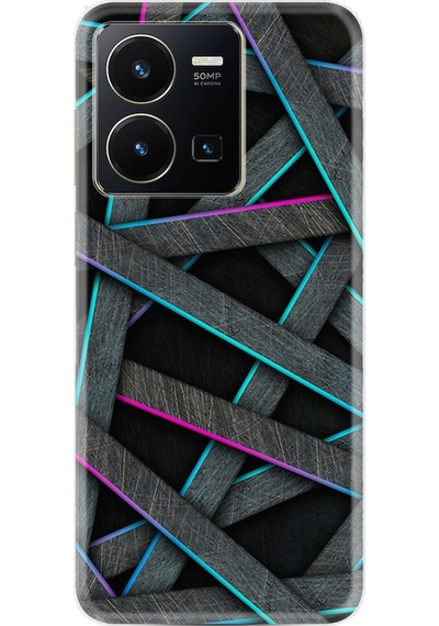 Vivo Y35 Kilif Silikon Desen Gri Zigzag 1706 566402667