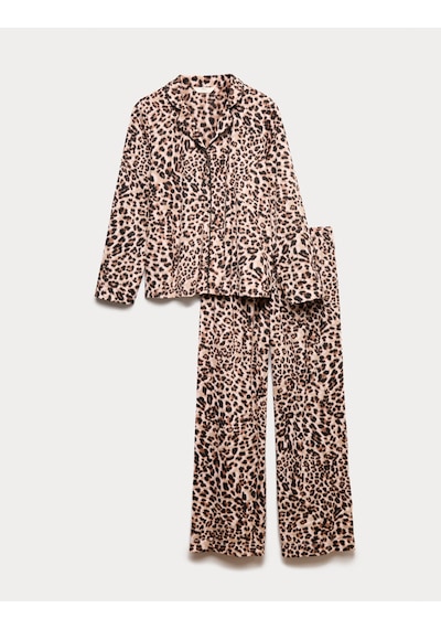 Marks & Spencer Desenli Pijama Takımı T37004622F Kahverengi