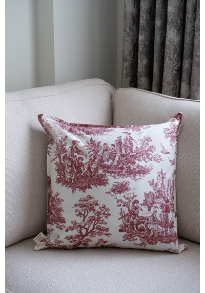 Bordo Kırlent Vintage Desenli 50x50 Dekoratif Yastık Kılıfı Beyaz - Bordo - 702799787 Beyaz - Bordo
