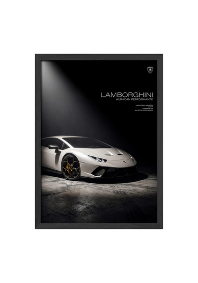 Lamborghini Huracan Siyah Ahşap Çerçeveli Poster, Dekoratif Araba Duvar Tablosu