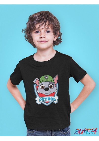 Bumeta Doğa Dostu Kahraman Rocky Paw Patrol Çocuk Tişört T-shirt Siyah