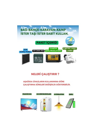 Taşınabilir Solar Güneş Enerjili Tv-3 Lamba Ve Usb Cep Telefonu Şarj Sistemi