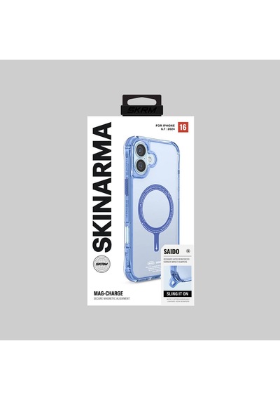 Apple iPhone 16 Plus Uyumlu Kılıf Magsafe Şarj Özellikli Şeffaf Airbag Tasarımlı Skinarma Saido Mavi